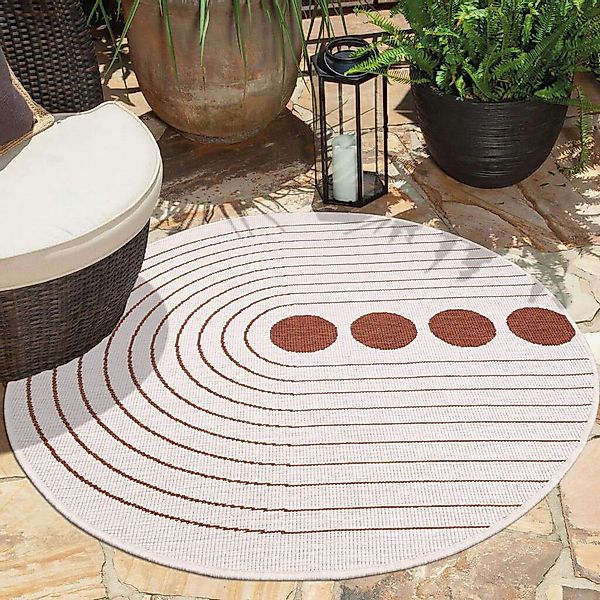 Carpet City Outdoorteppich "DUO RUG 5739" rund 5 mm Höhe Wendeteppich Wette günstig online kaufen