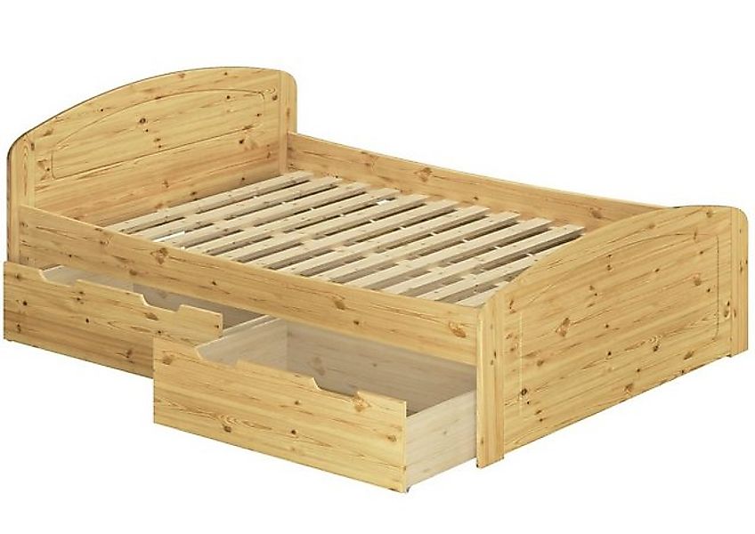 ERST-HOLZ Einzelbett Doppelbett Massivholz Kiefer 160x220 3 Bettkästen 2 Fe günstig online kaufen