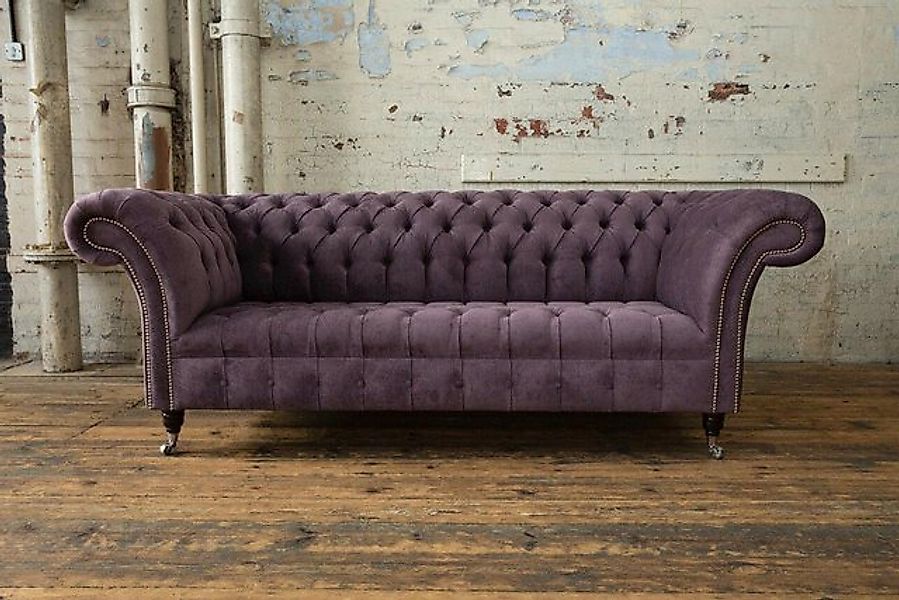 Xlmoebel 3-Sitzer Chesterfield England Sofa mit Polsterung aus Lila, 1 Teil günstig online kaufen