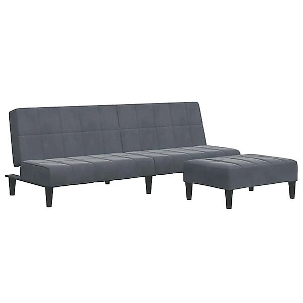 vidaXL Schlafsofa 2-Sitzer mit Fußhocker Dunkelgrau Samt 3258128 günstig online kaufen