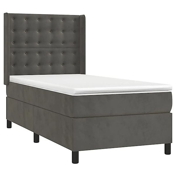vidaXL Boxspringbett mit Matratze Dunkelgrau 90x190 cm Samt 3132892 günstig online kaufen
