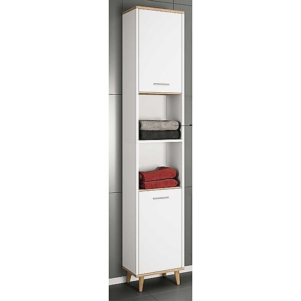 Badhochschrank schmal in modernem Design zwei Drehtüren günstig online kaufen