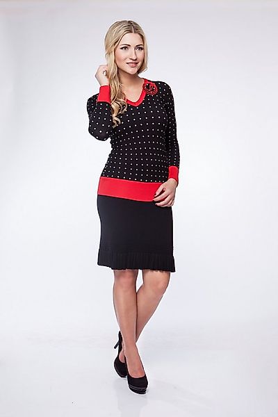 Passioni Strickrock in Knielänge mit gerüschtem Saum günstig online kaufen