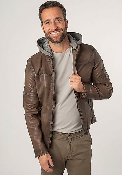 Mauritius Lederjacke MMCyprus mit Jerseykapuze, Reißverschluss, Reißverschl günstig online kaufen