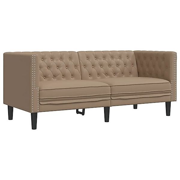 vidaXL Chesterfield-Sofa, Chesterfield-Sofa 2-Sitzer Cappuccino Kunstleder günstig online kaufen