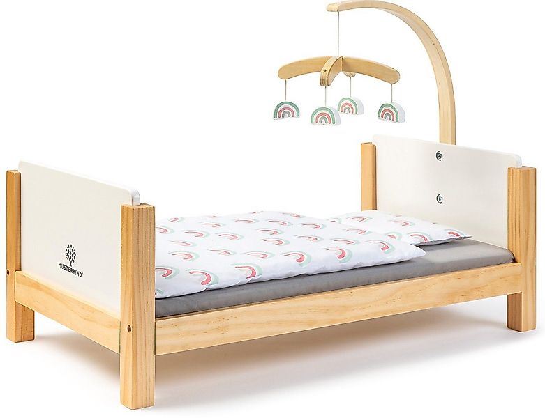 MUSTERKIND® Puppenbett Barlia, weiß/natur, mit Mobile günstig online kaufen
