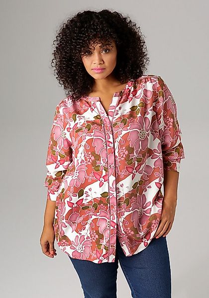 Aniston PLUS Longbluse mit Häkelapplikation entlang der Knopfleiste günstig online kaufen