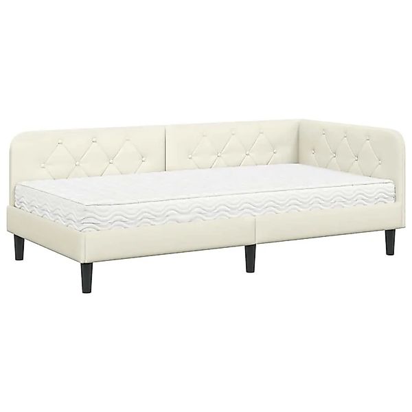 vidaXL Eckbettgestell mit Matratze mit Kopfteil Creme 90 x 190 cm Samt 3394 günstig online kaufen