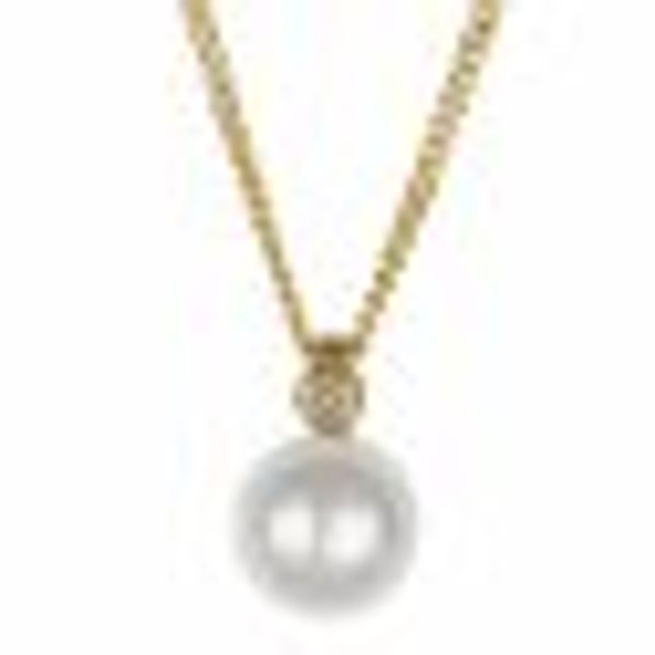 Halskette 585 Gold mit Brillant 0,03ct. + Perle weiß 7-7,5mm günstig online kaufen