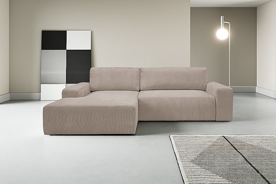 WERK2 Ecksofa Rotterdam-L, kuschelweicher Cord oder Breitcord, L-Form, Brei günstig online kaufen