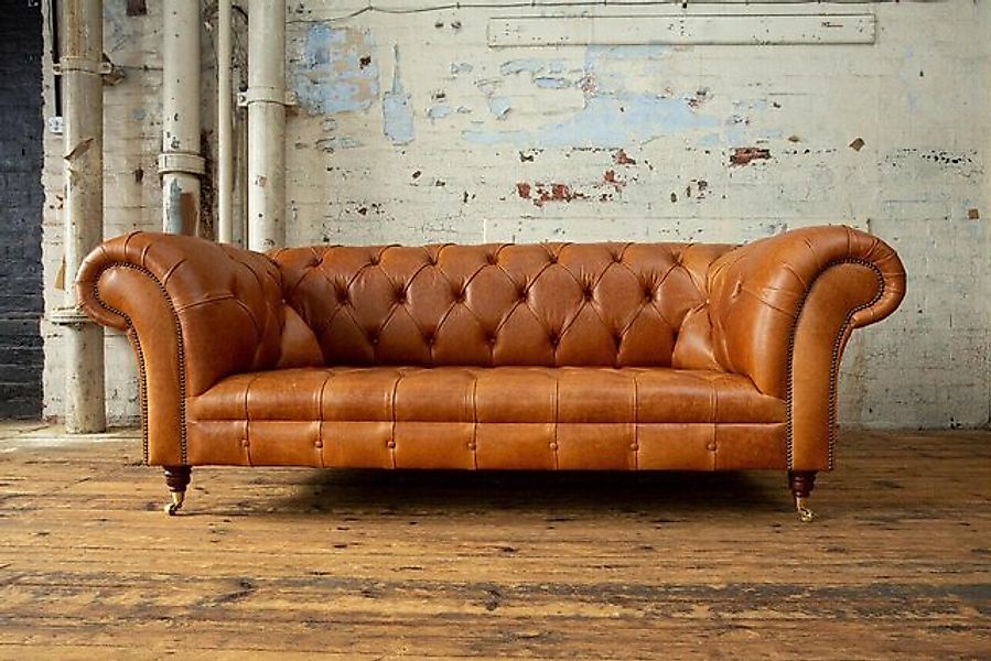 Xlmoebel 3-Sitzer Klassische Chesterfield Sofa mit orangefarbenem, 1 Teile, günstig online kaufen