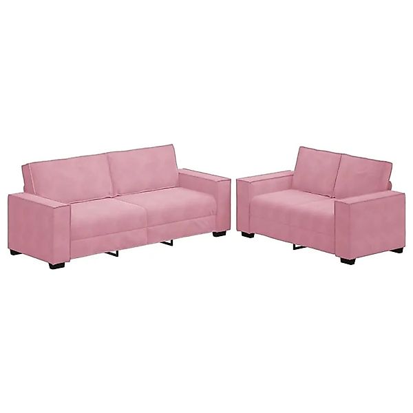 vidaXL 2-Tlg Sofagarnitur mit Kissen Rosa Samt 3324703 günstig online kaufen