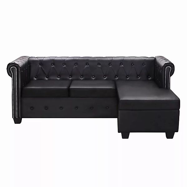 Chesterfield-sofa In L-form Kunstleder Schwarz günstig online kaufen