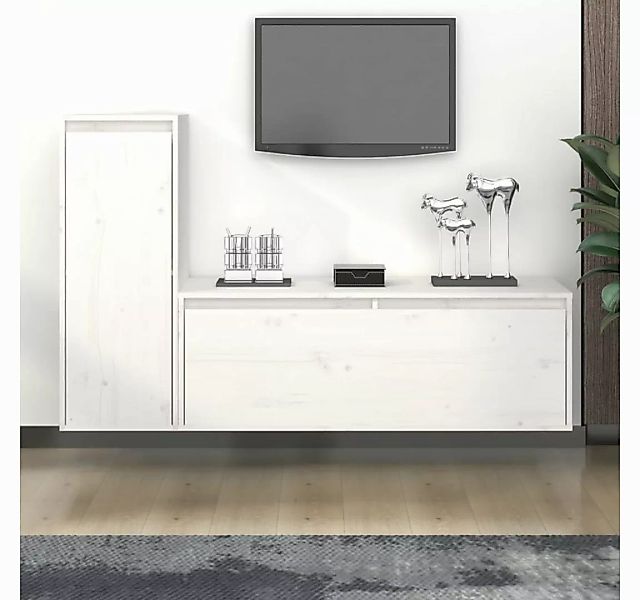 vidaXL TV-Schrank TV-Schränke 2 Stk Weiß Massivholz Kiefer Lowboard Lowboar günstig online kaufen