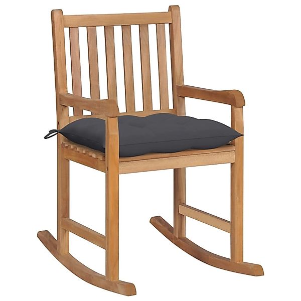 vidaXL Schaukelstuhl mit Anthrazit Kissen Massivholz Teak günstig online kaufen
