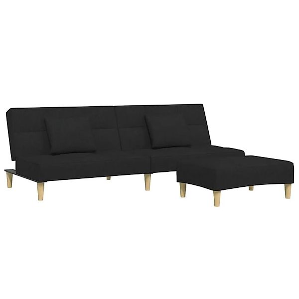 vidaXL Schlafsofa 2-Sitzer mit Fußhocker Schwarz Stoff 3258105 günstig online kaufen