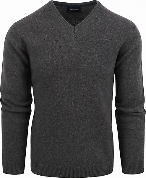 Suitable Lammwolle Pullover V-Ausschnitt Anthrazit - Größe XXL günstig online kaufen