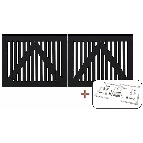Doppeltor Sendai Nadelholz Schwarz 200 cm x 80 cm günstig online kaufen