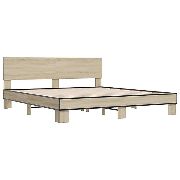vidaXL Bettgestell Sonoma-Eiche 200x200 cm Holzwerkstoff und Metall 3280173 günstig online kaufen