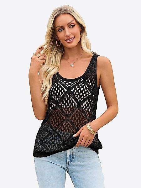 Imily Bela Stricktop Damen gehäkelt Tanktop Rundhals Beach Cover-Up Casual günstig online kaufen