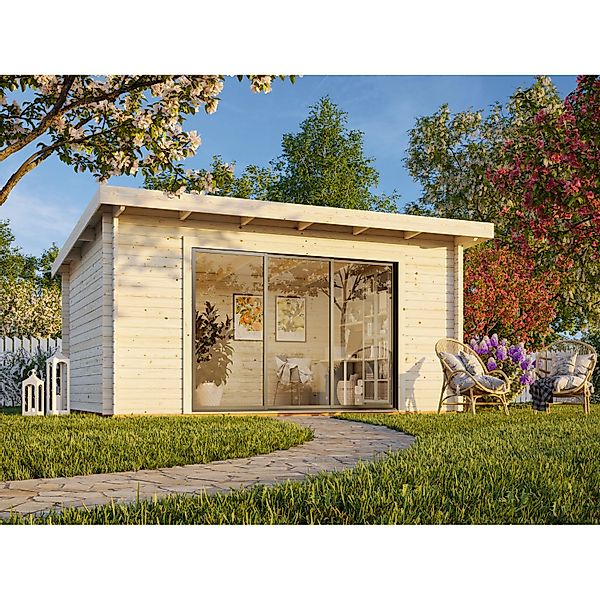 Palmako Gartenhaus Lea Slide 450 x 330 cm Lackiert Weiß-Anthrazit FSC® günstig online kaufen