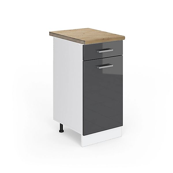 Vicco Fame-Line Küchenschränke Dunkelblau Hochglanz/Weiß 160 x 190 cm AP An günstig online kaufen