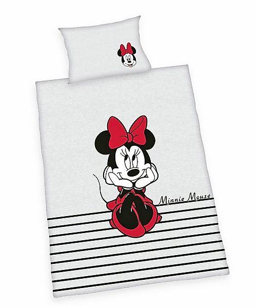 Herding Babybettwäsche 100x135cm Disney Minnie Mouse Grau Schwarz Rot, Micr günstig online kaufen