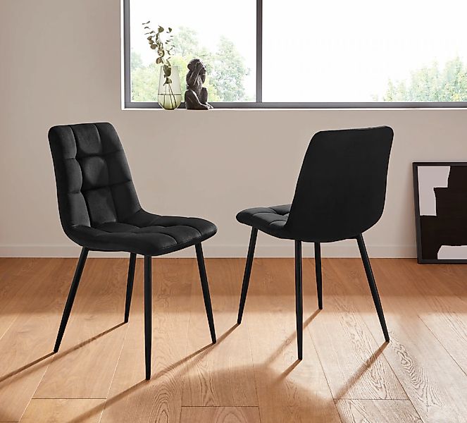 Home affaire Esszimmerstuhl "Parma", (Set), 2 St., Samtstoff, Bezug in Samt günstig online kaufen
