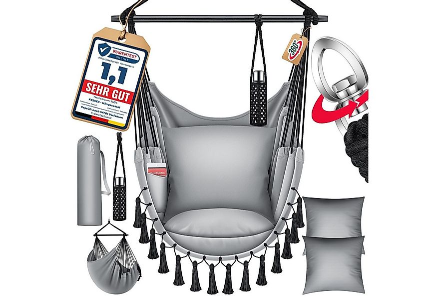 KESSER Hängesessel, Hängestuhl mit Kissen, Getränkehalter & Bücherfach bela günstig online kaufen
