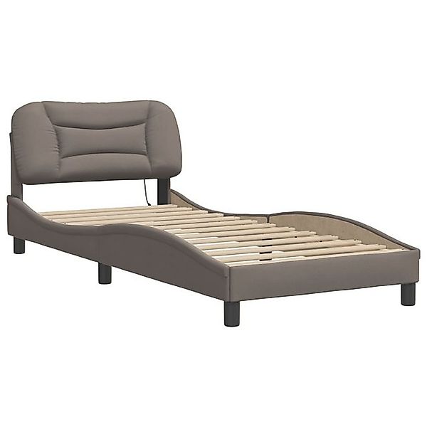 vidaXL Bett Bettgestell mit LED ohne Matratze "Hvar" Taupe 80x200 cm Stoff günstig online kaufen