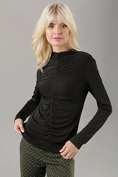 Aniston SELECTED Langarmshirt, mit figurbetonender Raffung günstig online kaufen