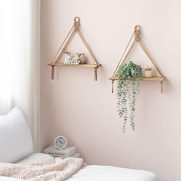 Coonoor Wanddekoobjekt Wandregal, Boho Makramee Holzregal günstig online kaufen