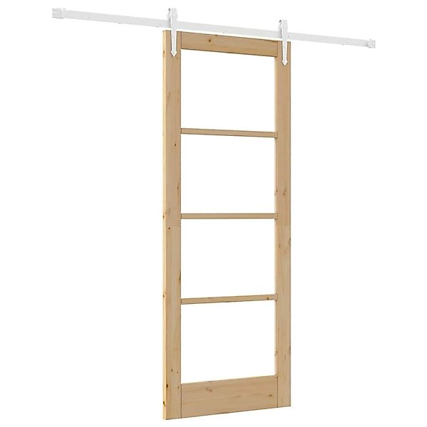 vidaXL Schiebetür Braun 78 x 202 cm Holz und Metall 3332411 günstig online kaufen