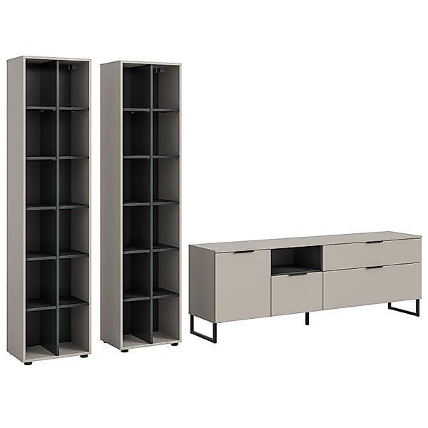 Inn.Furn Wohnwand  in Kaschmir und Schwarz 305 cm mit Soft-Close Morena günstig online kaufen