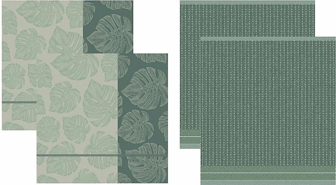 DDDDD Geschirrtuch "Monstera" Combiset: 2 Küchentücher & 2 Geschirrtücher günstig online kaufen