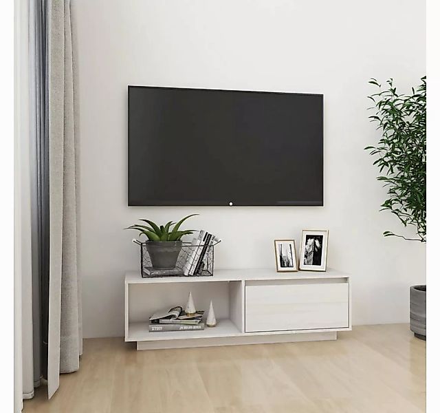 vidaXL TV-Schrank TV-Schrank Weiß 110x30x33,5 cm Massivholz Kiefer Lowboard günstig online kaufen