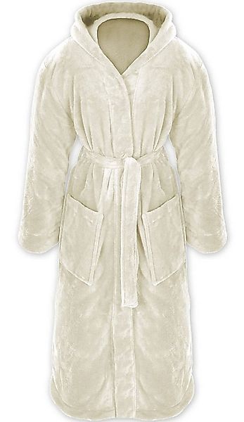Gräfenstayn Unisex-Bademantel Bademantel Kapuze Flanell Fleece, L Creme, wa günstig online kaufen