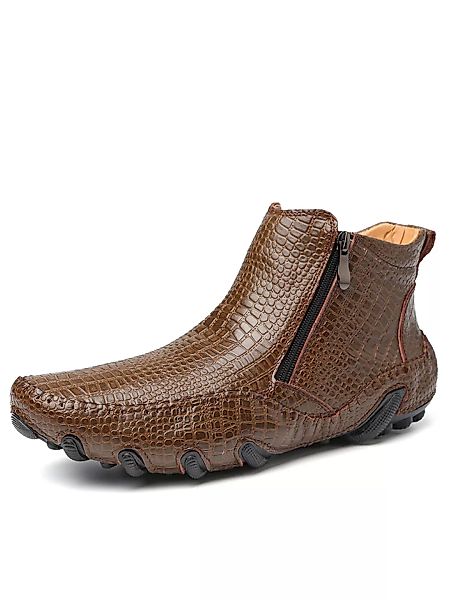 Herren Stilvolles Krokodilmuster Reißverschluss Innen Soft Leder Knöchel St günstig online kaufen