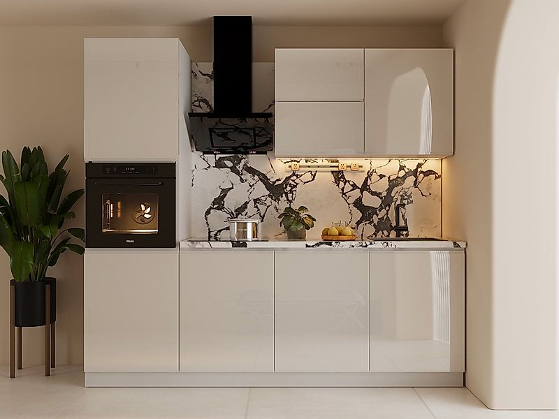 ROYAL24_MARKT Küchenzeile – KU-S04 – Aspen – Kompakte Eleganz in Hochglanz, günstig online kaufen