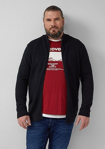 s.Oliver Cardigan Strickjacke Baumwoll-Strickjacke mit Stehkragen und Logo- günstig online kaufen