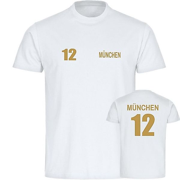 multifanshop T-Shirt Herren München blau - Trikot Nummer 12 gold - Männer günstig online kaufen