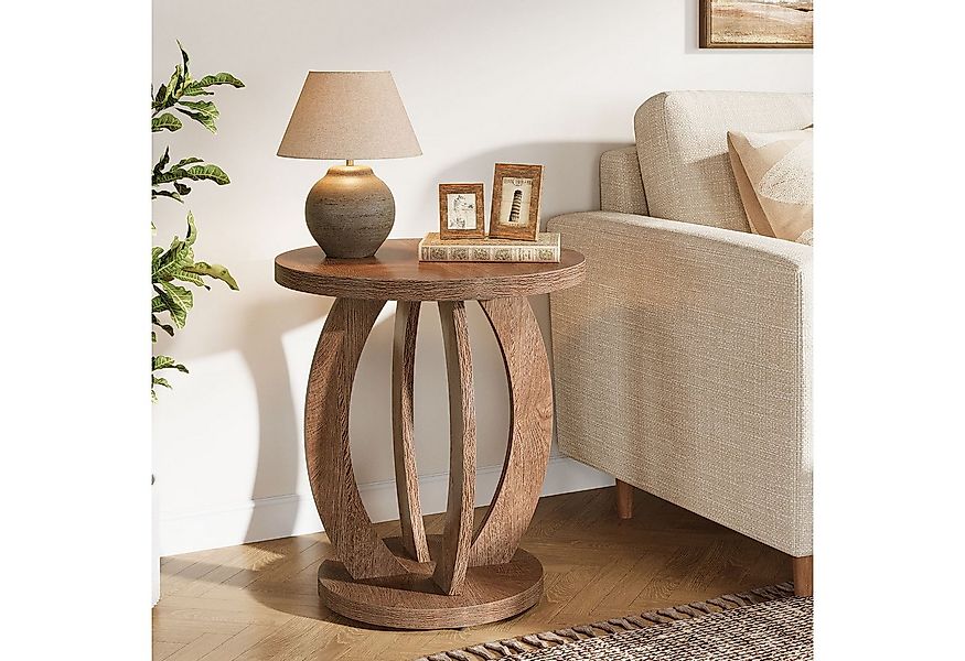 Tribesigns Beistelltisch 50 cm runder Sofatisch mit Stauraum, Nachttisch im günstig online kaufen