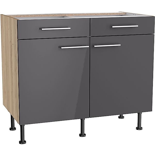 Optifit Küchen-Unterschrank Jonte984 100cm x 87cm x 58,4cm Anthrazit-Wildei günstig online kaufen