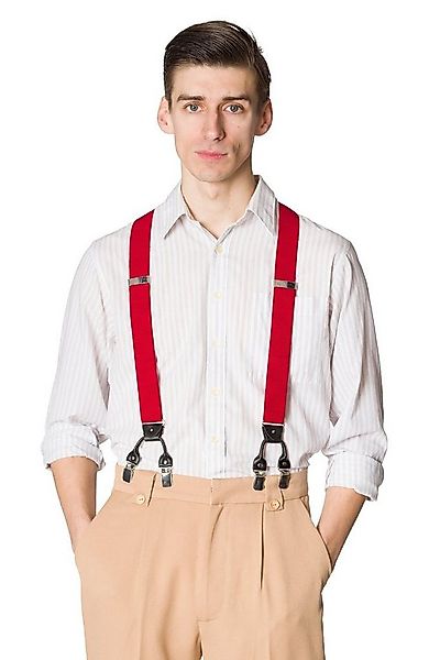 Banned Hosenträger Jefferson Braces Rot Vintage Y-Form Retro Austauschbare günstig online kaufen