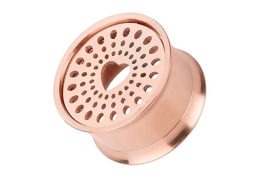 Taffstyle Plug Flesh Ohr Tunnel Plug Herz gelocht Edelstahl Rosegold 14mm, günstig online kaufen