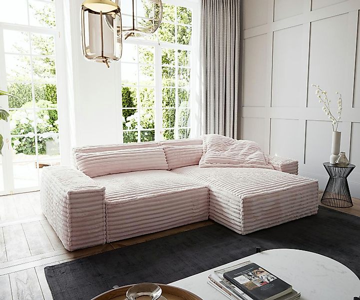 DELIFE Ecksofa Sirpio, XL Plüschcord Rosé günstig online kaufen
