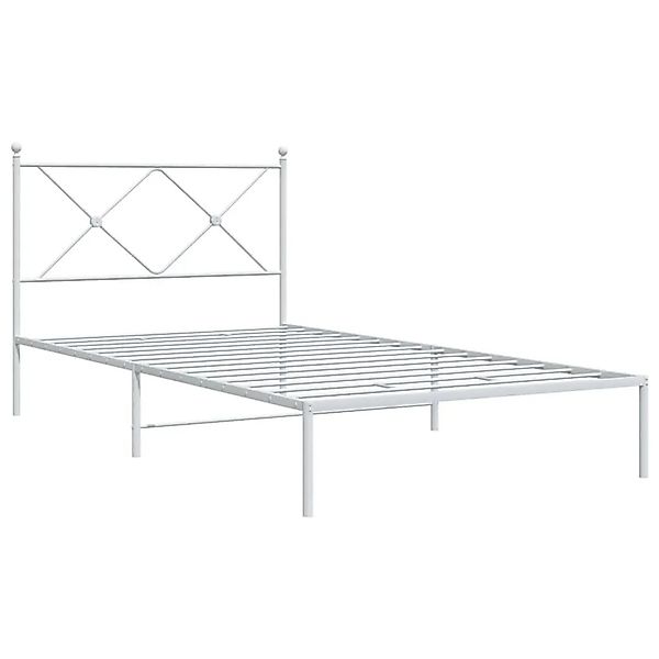 vidaXL Bettgestell mit Kopfteil Metall Weiß 107x203 cm 376547 günstig online kaufen