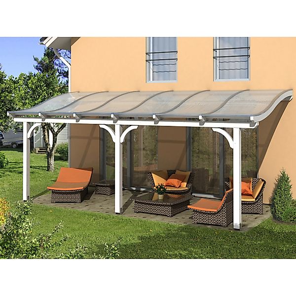 Skan Holz Terrassenüberdachung Venezia 648 x 339 cm Leimholz Weiß günstig online kaufen