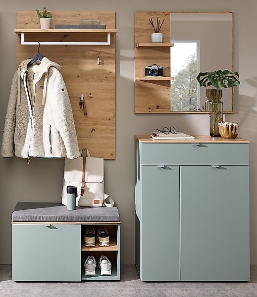 Innostyle Garderoben-Set (4-teilig) Schilfgrün / Eiche günstig online kaufen