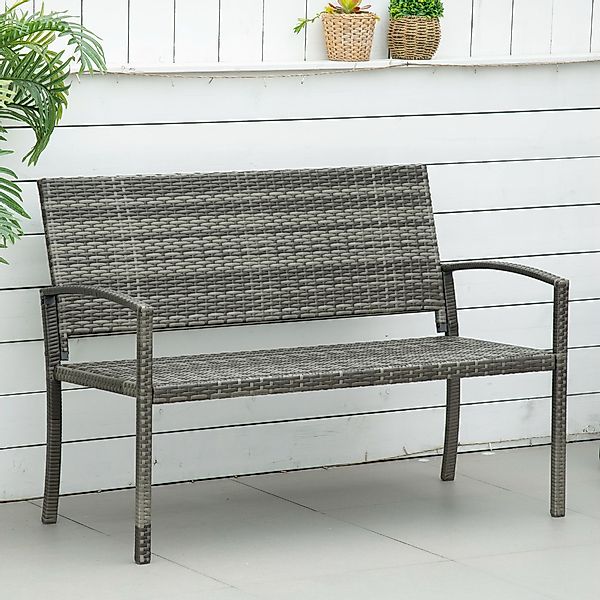 Outsunny Gartenbank Rattanoptik Parkbank mit Stahlrahmen für 2 Personen Bal günstig online kaufen